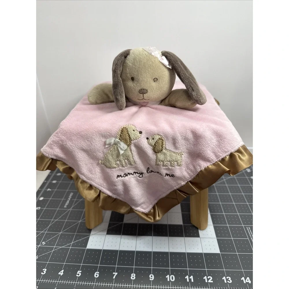 Carter's Mommy Loves Me Plush Puppy‎ Baby Lovey Security Blanket Pink 14